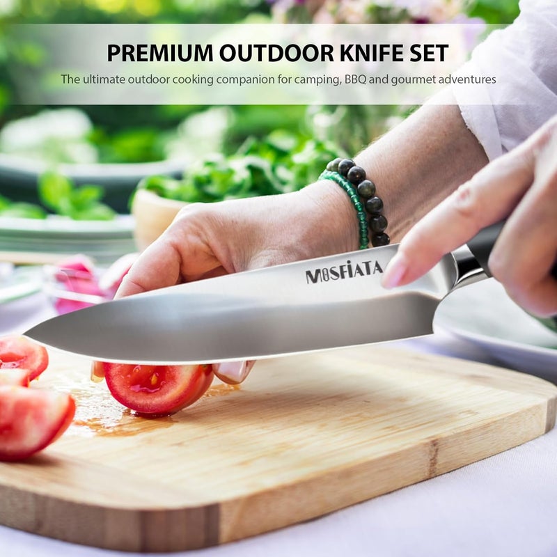 MOSFiATA 19 Pcs Japanese Stainless Steel Knife Sets for with Knife Sharpening Rod, Dishwasher Safe, For Outdoor - Image 5